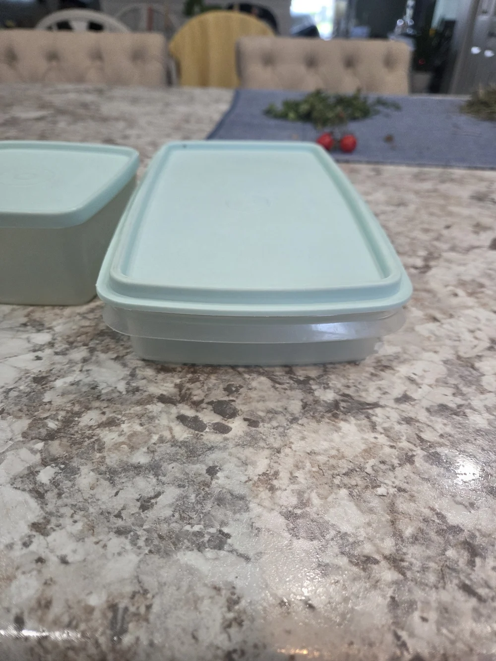 S/5 Vintage Aqua Tupperware Square A Way Large/Small Sandwich/Deli Meat Keeper